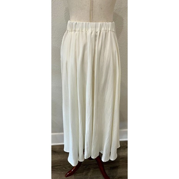 Mabel Cream Ivory Flowy Mid Calf Length Skirt Size Small Waist 26 - Picture 6 of 12